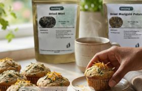 Herb-Scented Bakes: Using Dried Mint & Marigold with Plantain & Corn Flour